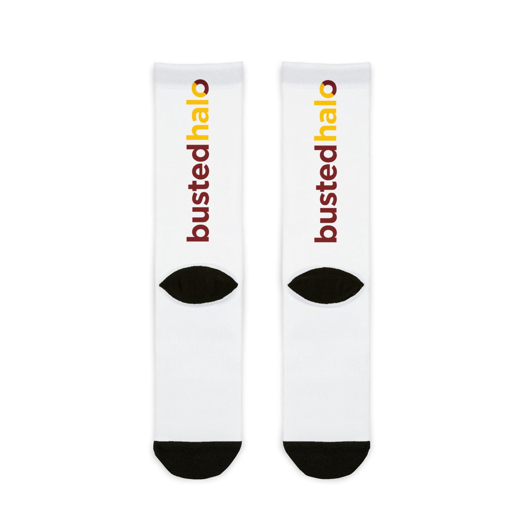 White Busted Halo Crew Socks